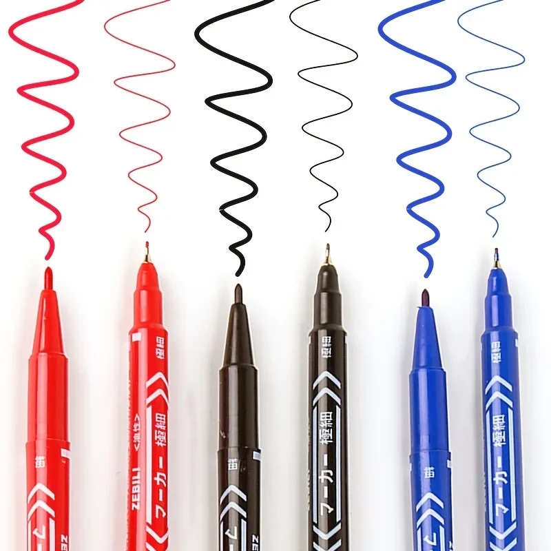 12pcs/Set Small Double Headed Marker Pen Oily Permanent CD Art Black Red Blue 0.5 Thick Nib 1.0 Paper Steel CD Glass Sketchbook image 4