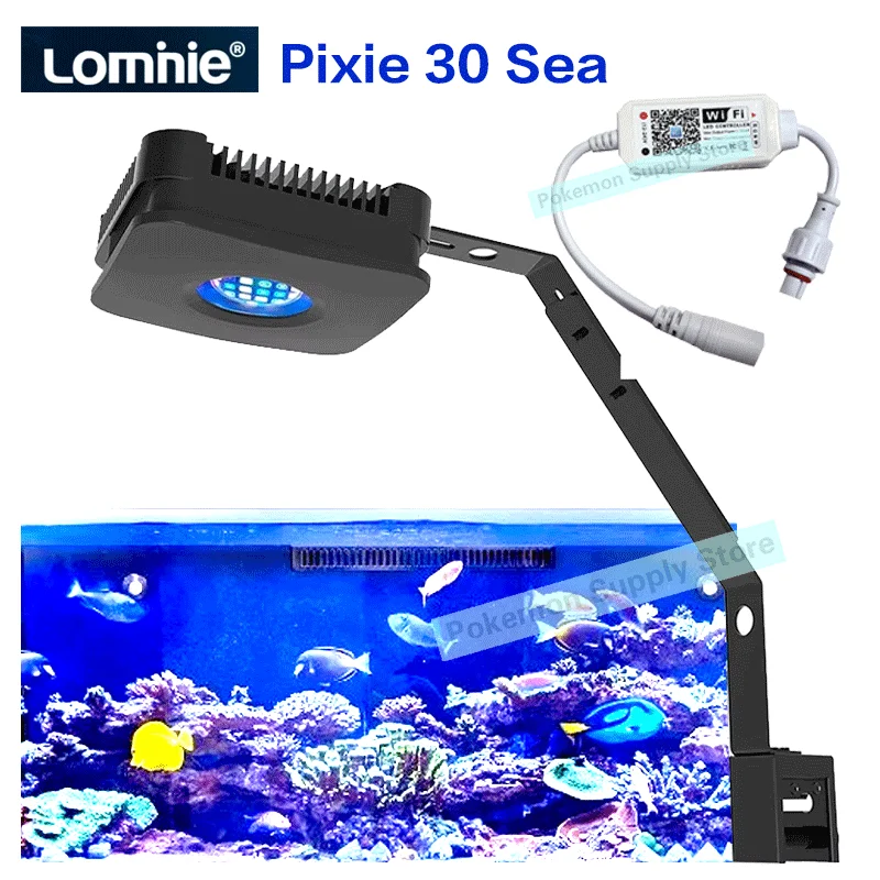 Lominie Luz de acuario Pixie 30 Sea, espectro completo, luz de acuario de agua salada para arrecifes de corales, Nano tanque de acuario