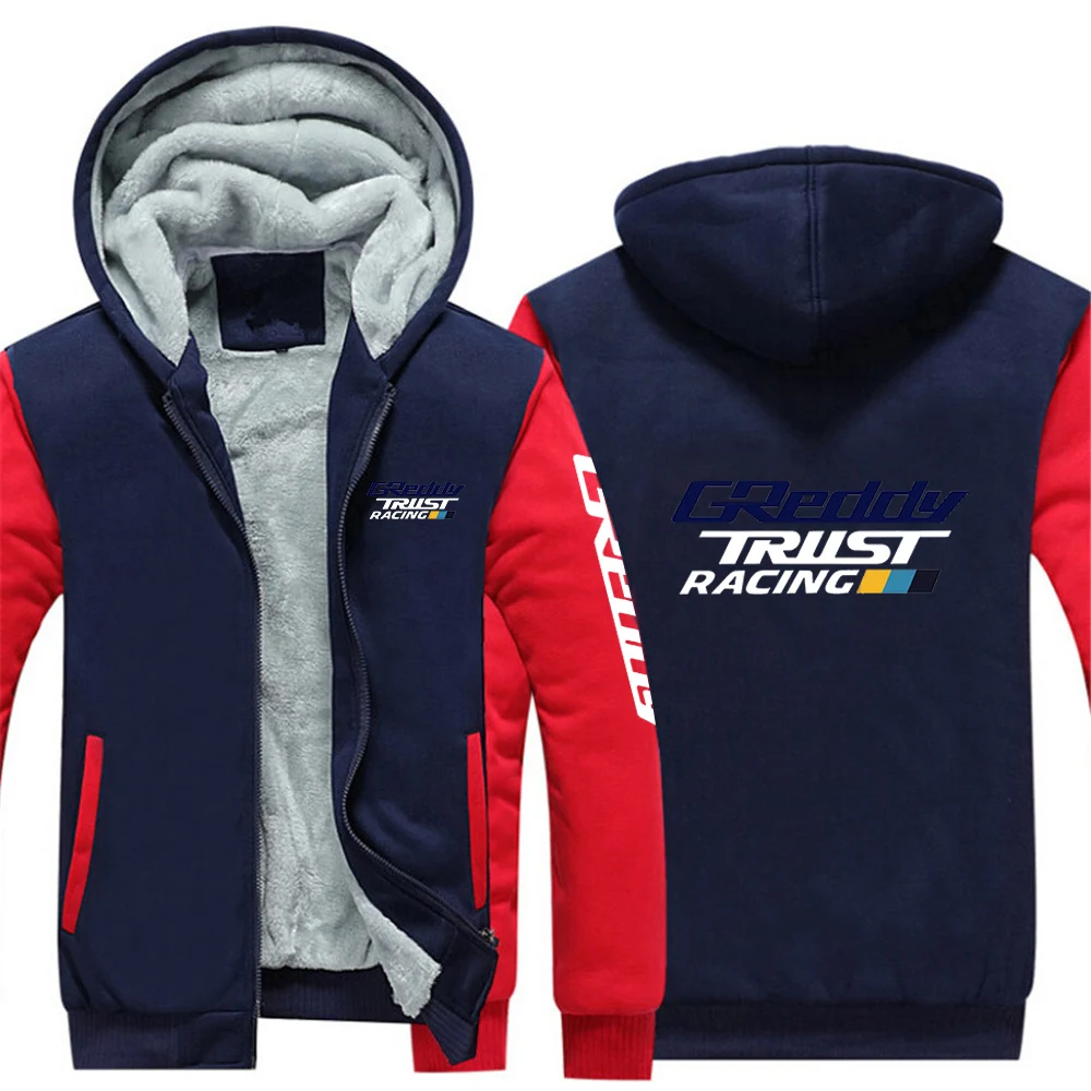 GReddy Turbo Systems 2024 New Men's Zipper Hoodies Autumn Winter Warm Zipper Jackets Printed Sweatshirts Thick Sweatshirt Tops