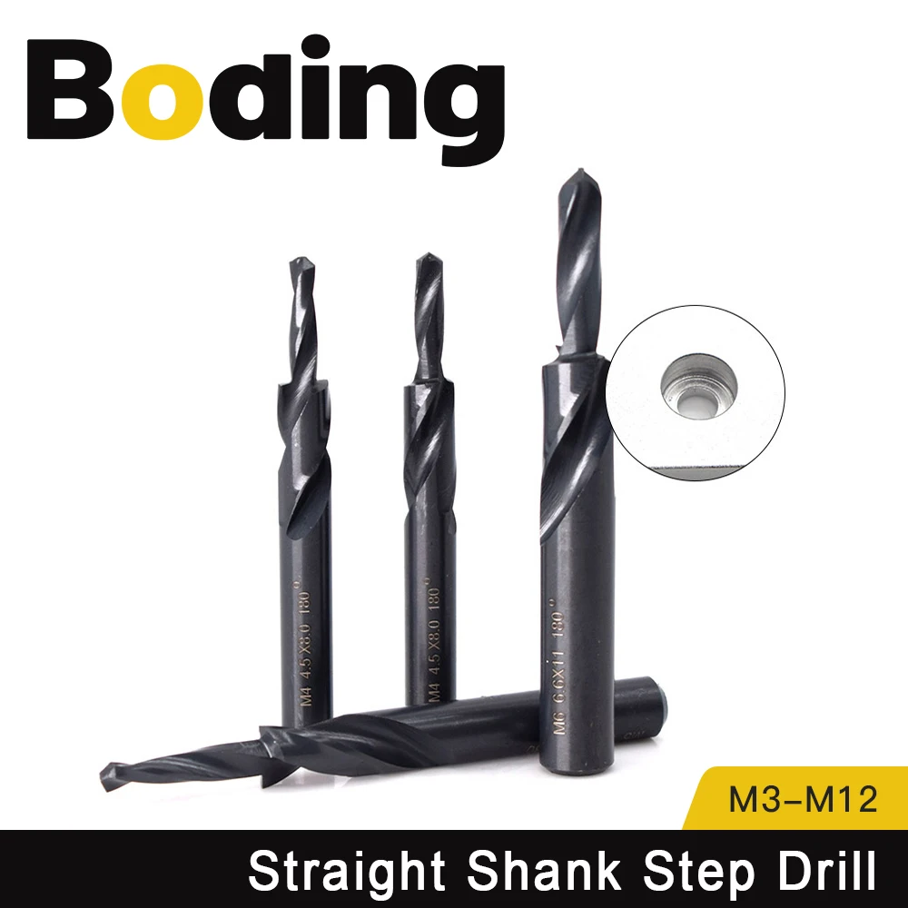 90 180 Degree Straight Shank Step Drill Two-Stage Straight Shank Twist Drill Conutersunk Drill Sub-Step Drill M3 M4 M5 M6 M8 M10