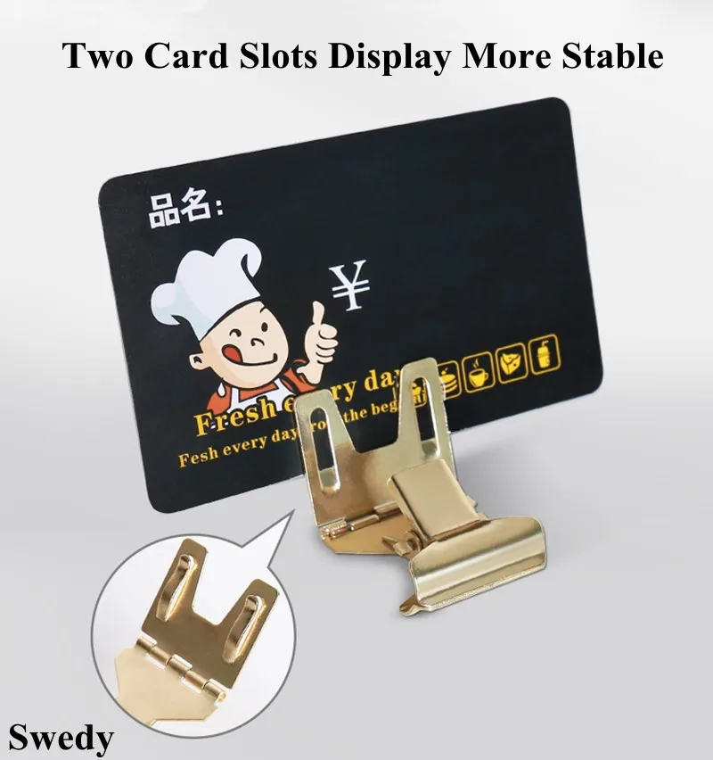 10 Pieces Metal Price Label Holder Sign Tag Ticket Name Card Clip Snap Pop Clip Holder Stand Food Price Clip Shelf Talker