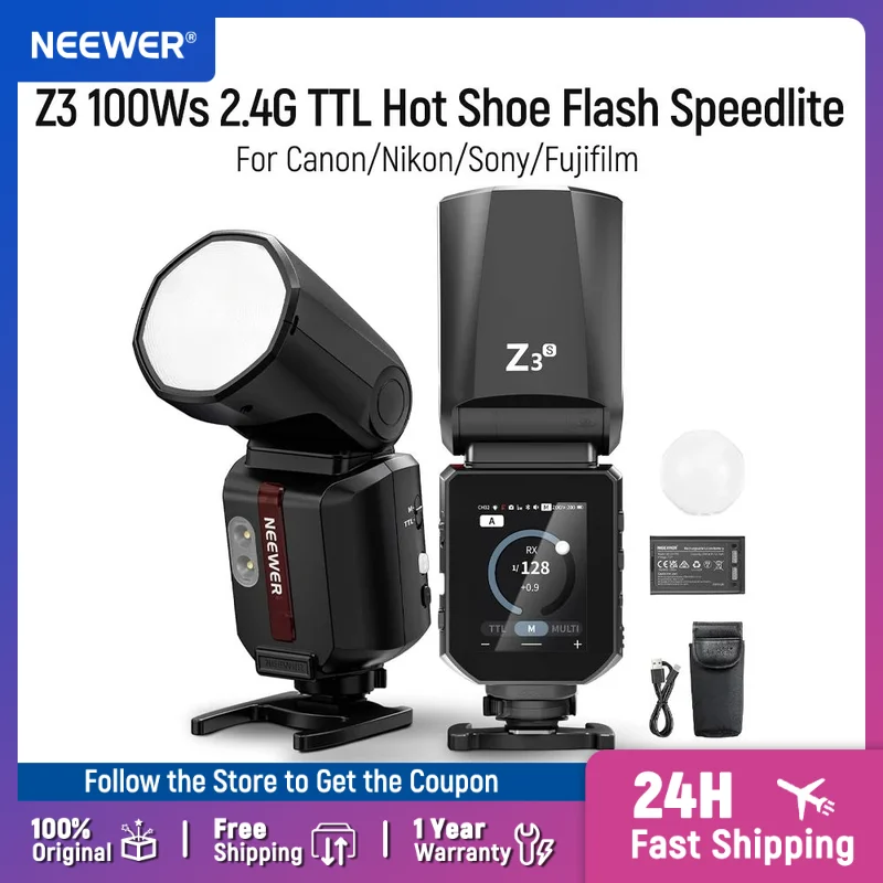 NEEWER Z3 100Ws 2.4G TTL Hot Shoe Flash Speedlite,Touch Scre
