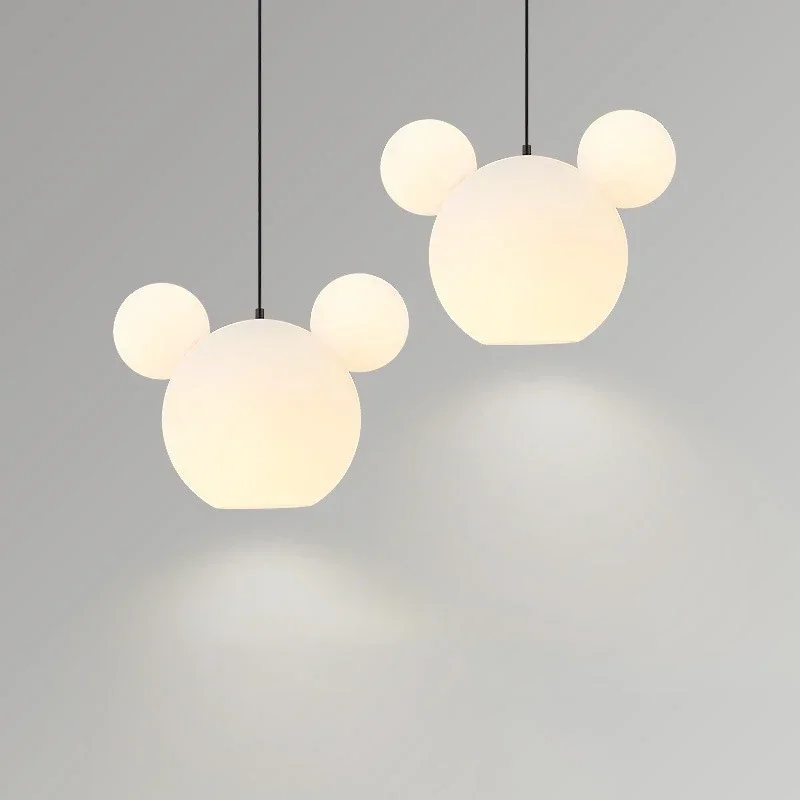 Imagem -06 - Nordic Mickey Led Pendant Lights Design de Bola de Vidro Luminária Pendurada Sala de Estar Sala de Jantar Quarto Escritório Mesas Lamp Decoração de Casa