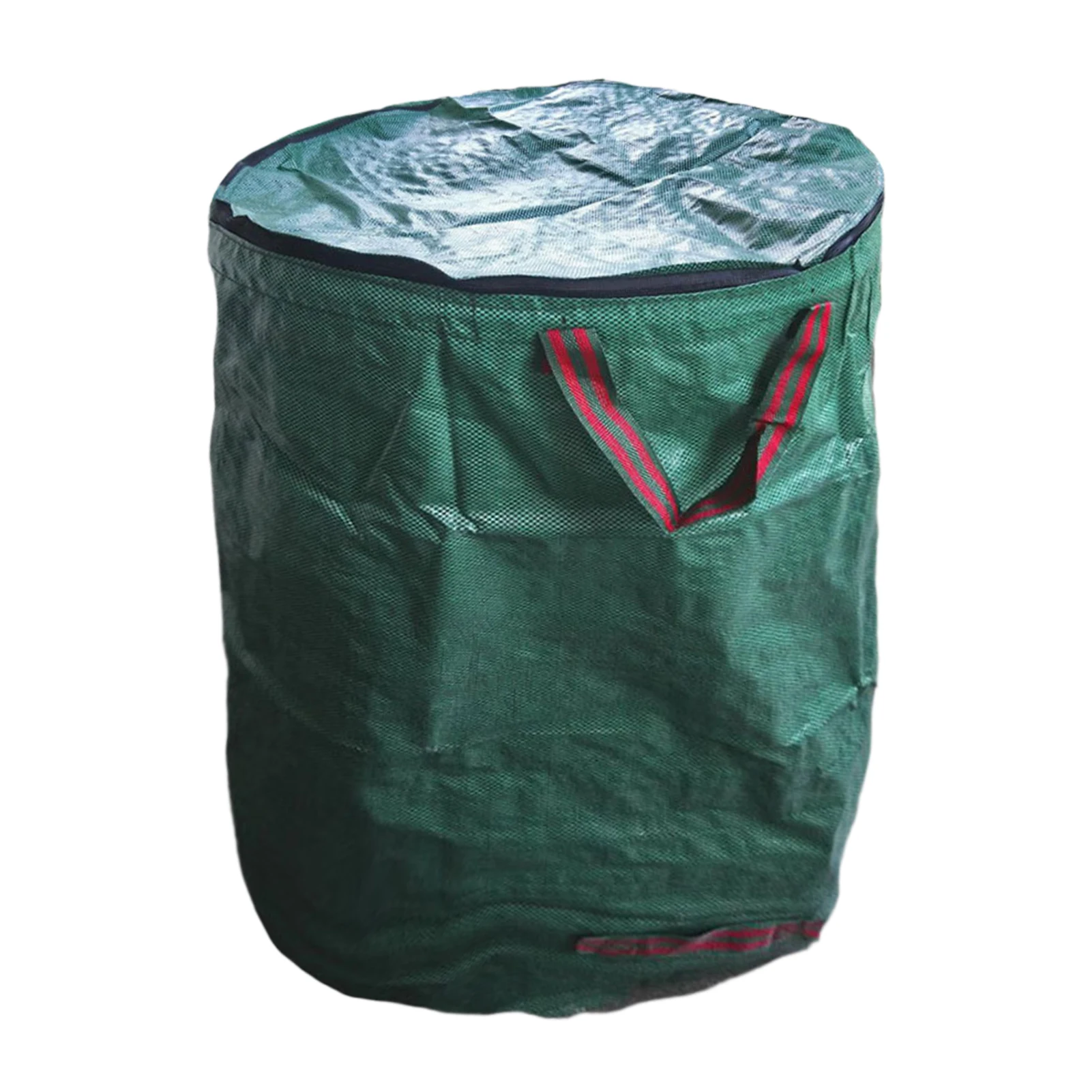 Gran capacidad con tapa, impermeable, para césped, multiusos, reutilizable, plegable, bolsa de basura para jardín, almacenamiento de hojas portátil