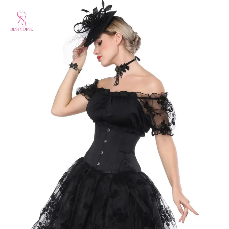 XXS Hourglass Short Torso Gothic Black Tight Extreme Underbust Corset Waist Trainer With Steel Boned Body Shaper Women Lace up