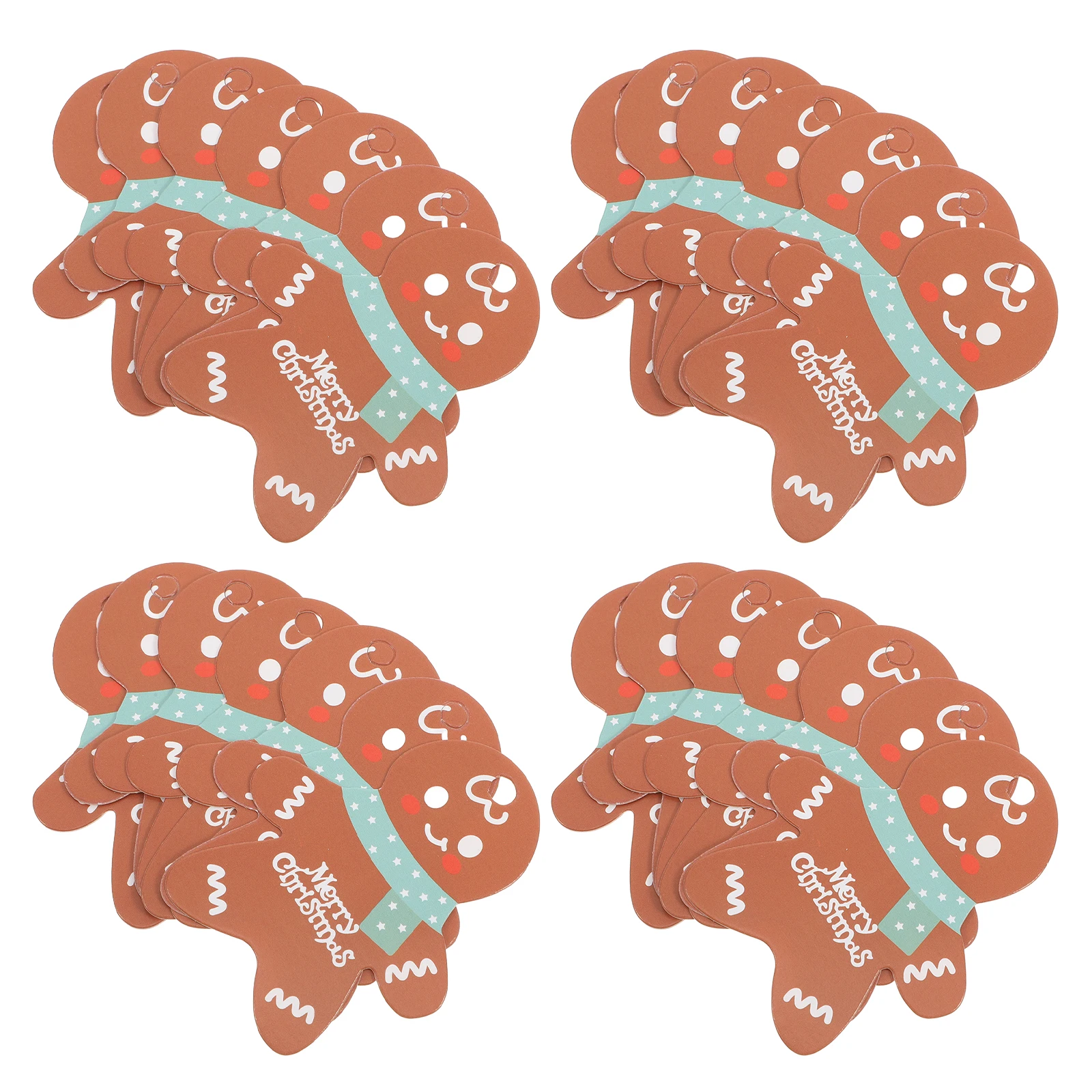 

50Pcs Christmas Gift Tags Gingerbread Man Design Punched Hole Kraft Paper Labels for Holiday Decorations DIY Crafts