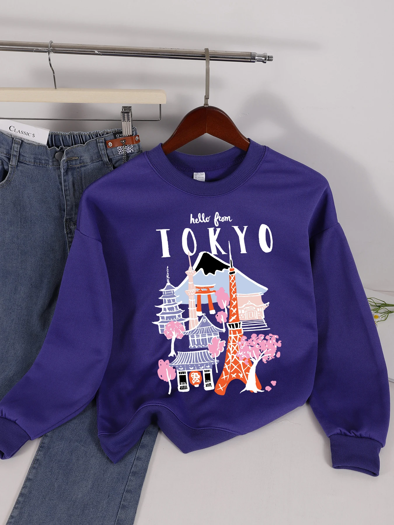 Sudadera con estampado de paisaje del templo japonés de Hello From Tokyp para mujer, ropa deportiva Multicolor de Hip Hop, jerséis de lana Y2K, ropa de calle