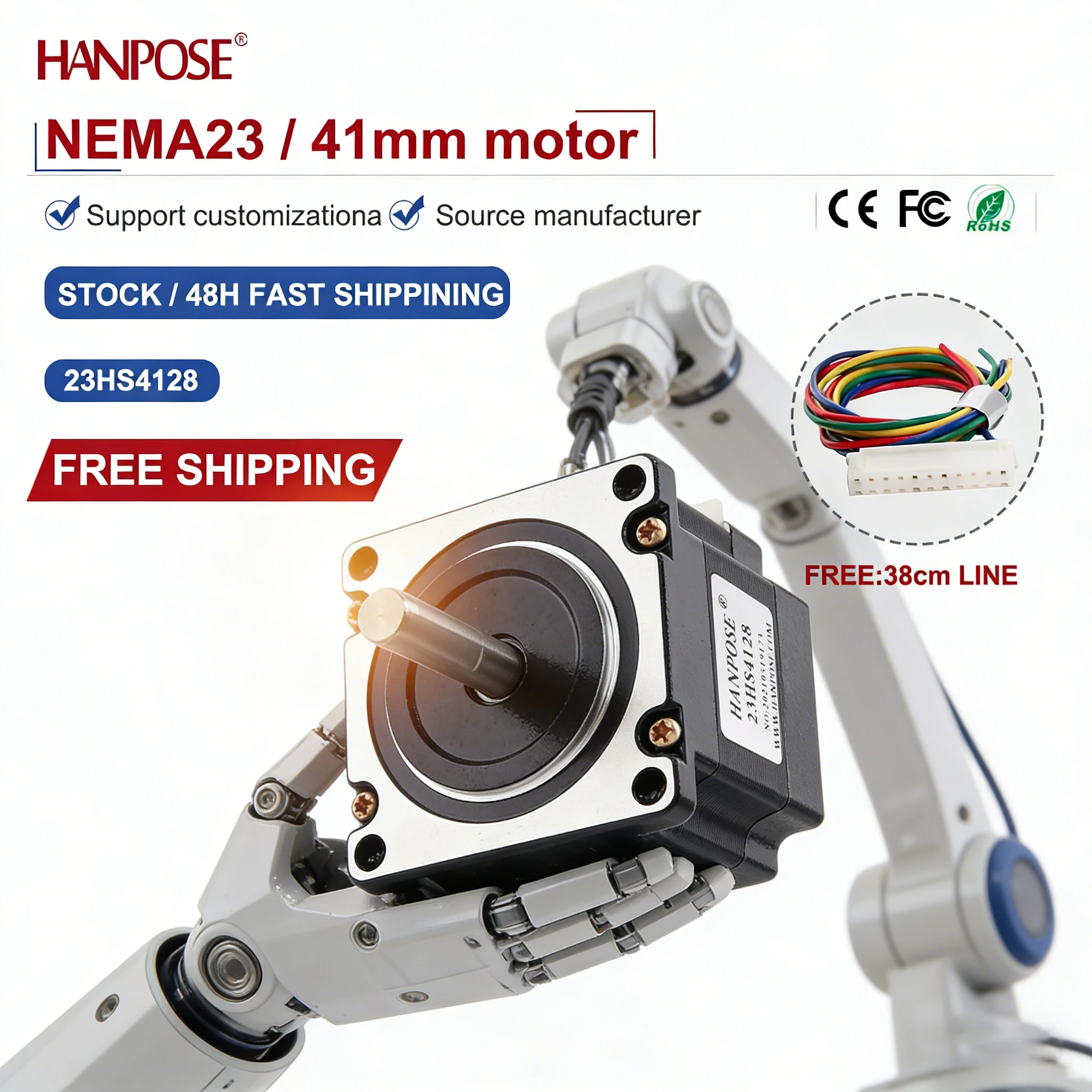 NEMA23 23HS4128 stepper motor 0.55N.m 2.8A two-phase four wire 3D printing accessories motor manufacturer direct sales NEMA17