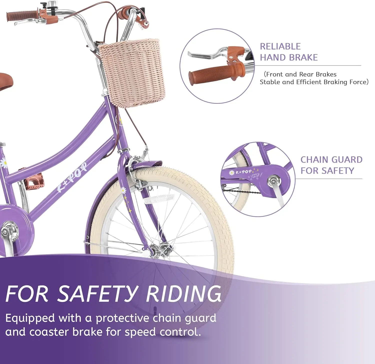 Bicicleta para niñas con cesta, bicicleta para niños y niñas de 7 a 13 años, bicicletas para niños de 20 pulgadas con soporte, Co múltiple