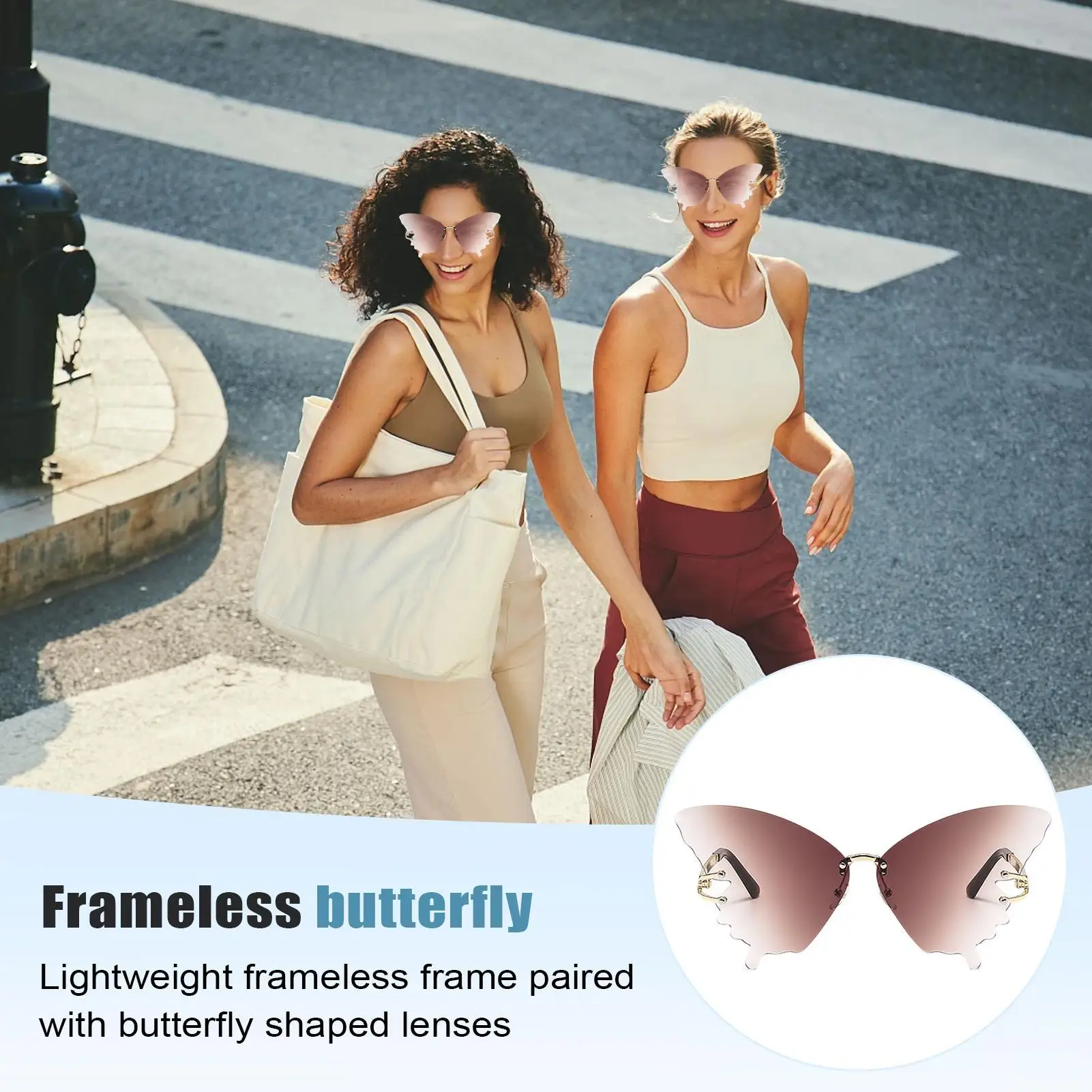 

Women Sunglasses Oversized Eyeglasses Butterfly UV Protection Anti-Glare Frameless Eyewear For Women Outdoor Driving Vacation