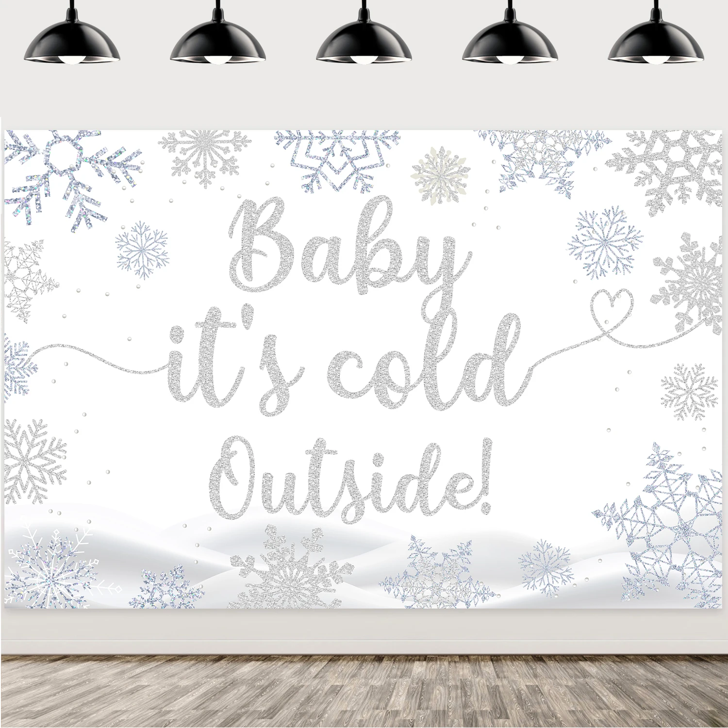 Winter Wonderland Theme Party Banner Decor Props, Backdrop, Snowflake Boy, Newborn Baby Shower Background, It's Cold Outside