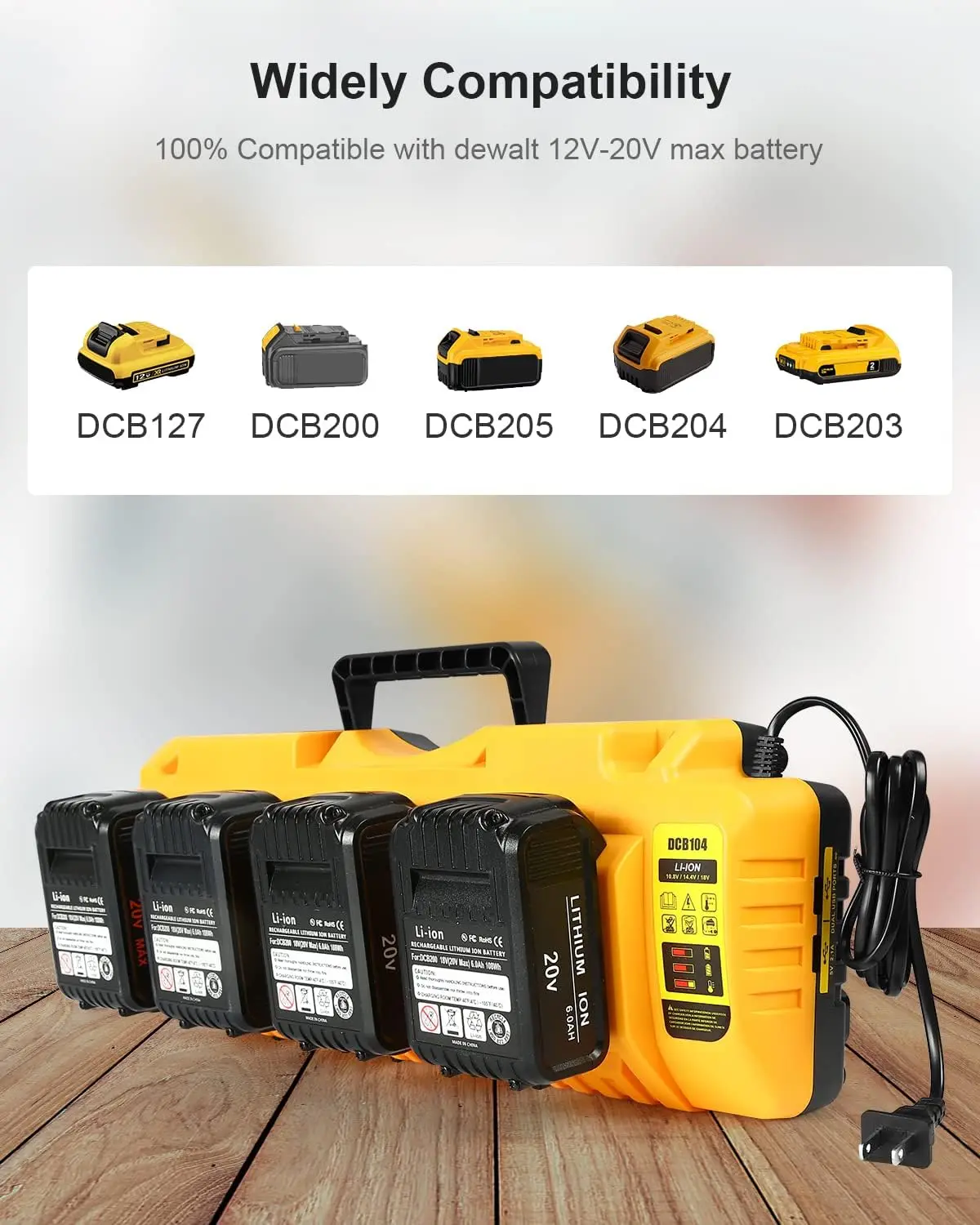 DCB104 Replacement for Dewalt 12v 20v Max Multi Battery Charger Station DCB104