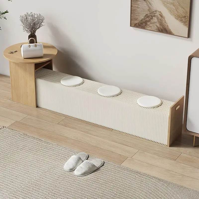 طاولة شاي، مقعد طويل متعدد الأشخاص يمكن طيها وسهل التخزين، غرفة المعيشة، المنزل والكراسي مدمجة وتوفير المساحة #6