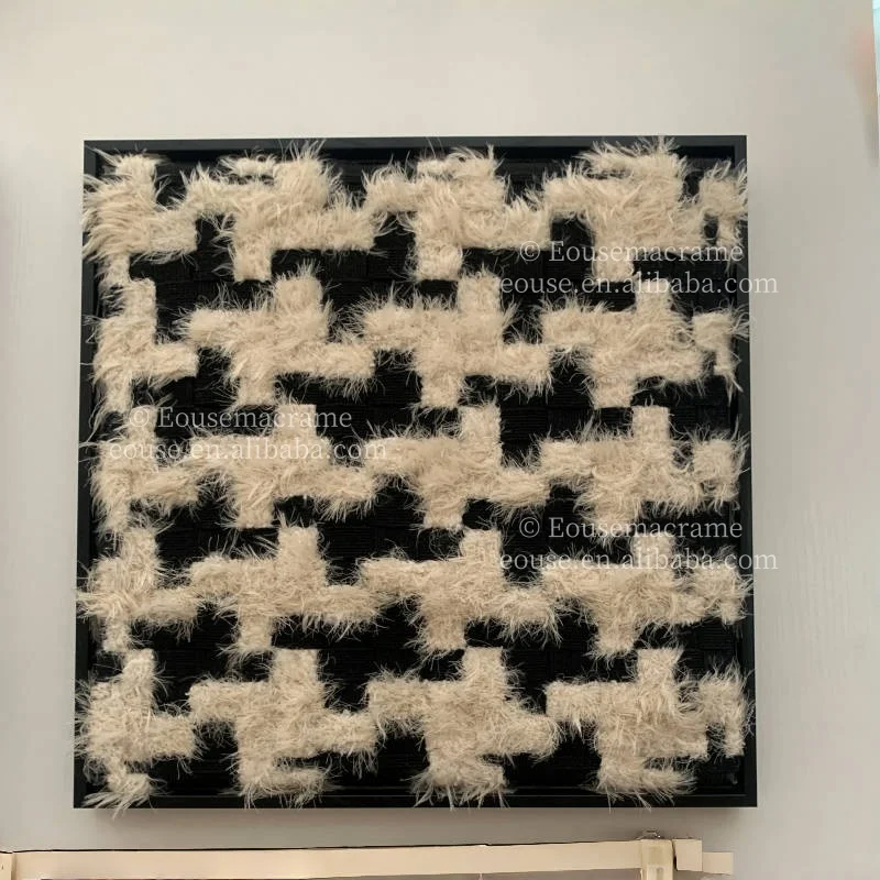 Handwoven Macrame Wall Decor Frame, Boho Minimalist Fiber Art Tapestry, Luxury Home Decoration for Living Room