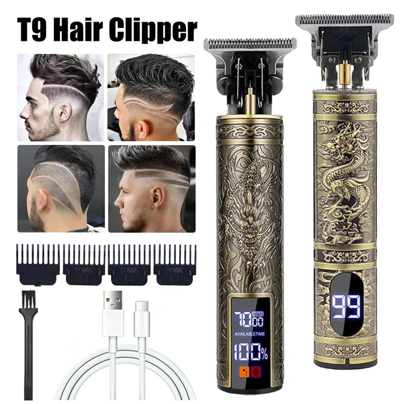 2026 Professional T9 stainless steel T-Blade hair clipper kit USB original hair cutting machine Precision Electric Shaver trimme