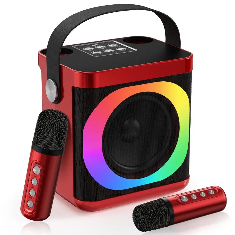 

Karaoke Machine for Kids/Adults Portable Bluetooth Speakers System 2 Wireless Microphones Color LED Light Family KTV Singing Set