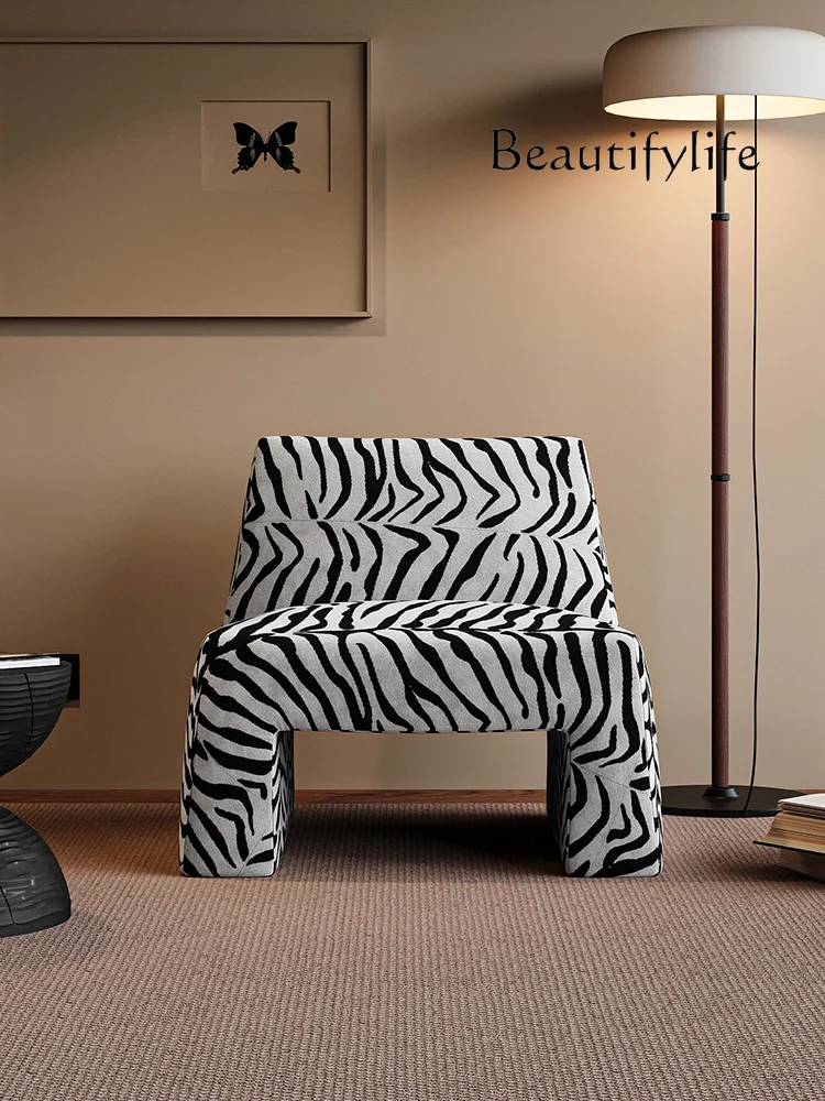 Nordic light luxury zebra pattern sofa  lazy simple designer creative single seat leisure chair