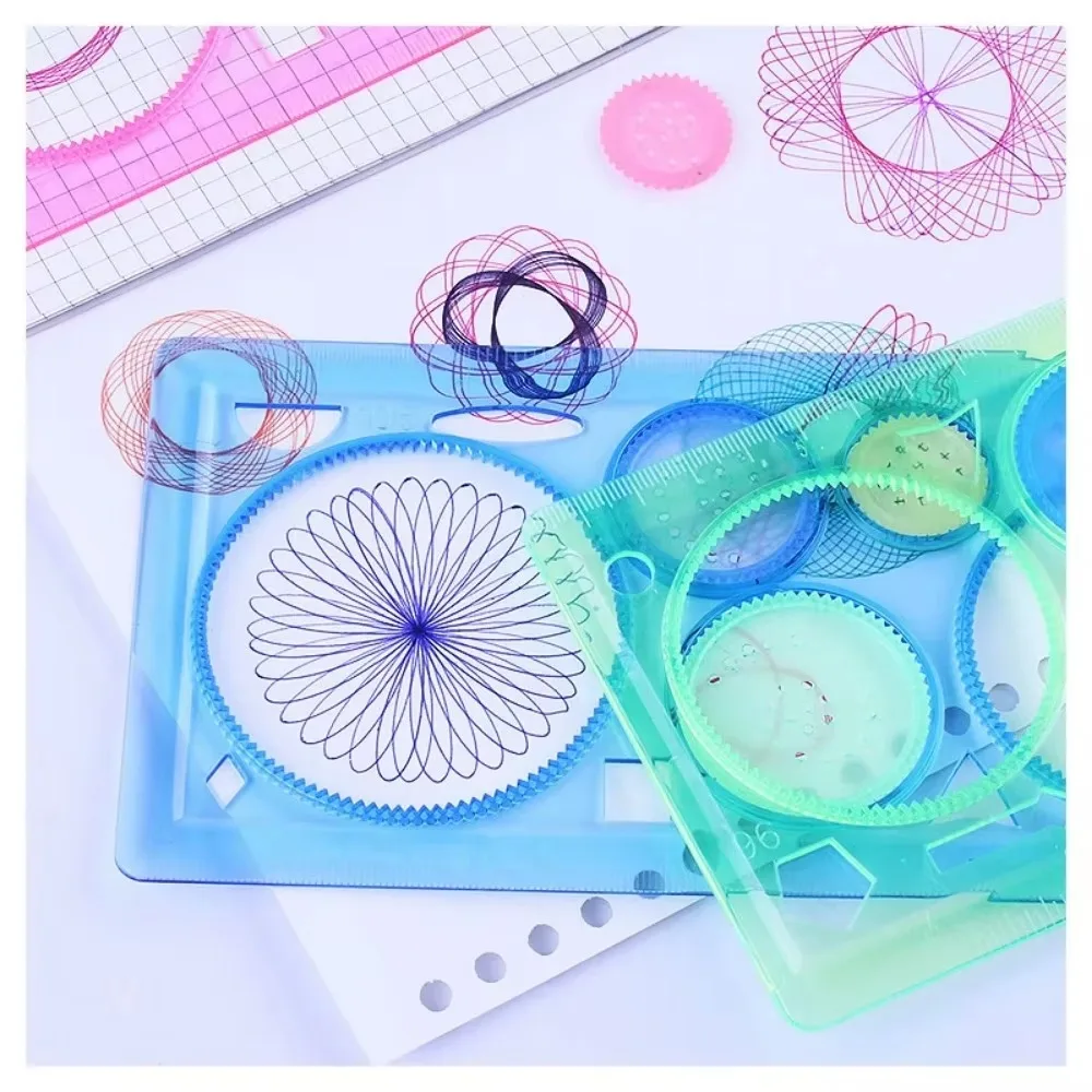 Geometric Drawing Stencil Kit Spirograph Art Set with Flower Templates Creative Educational Toy for Kids Design Craft Projects