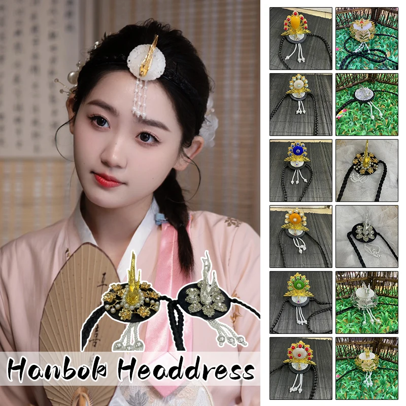 Copricapo di corte coreano Corea tradizionale Hanbok Cosplay Accessori per capelli Parrucca per capelli stile etnico folk Perla di cristallo Phoenix