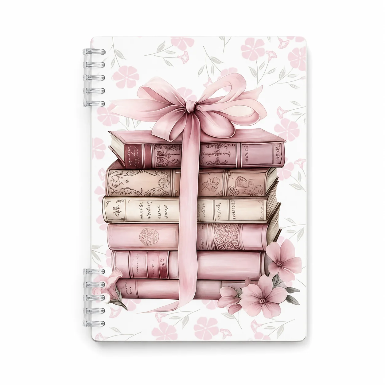 Vintage Floral Spiral Notebook Pink Book Stack Journal Planner for Women Girls School Office Gift