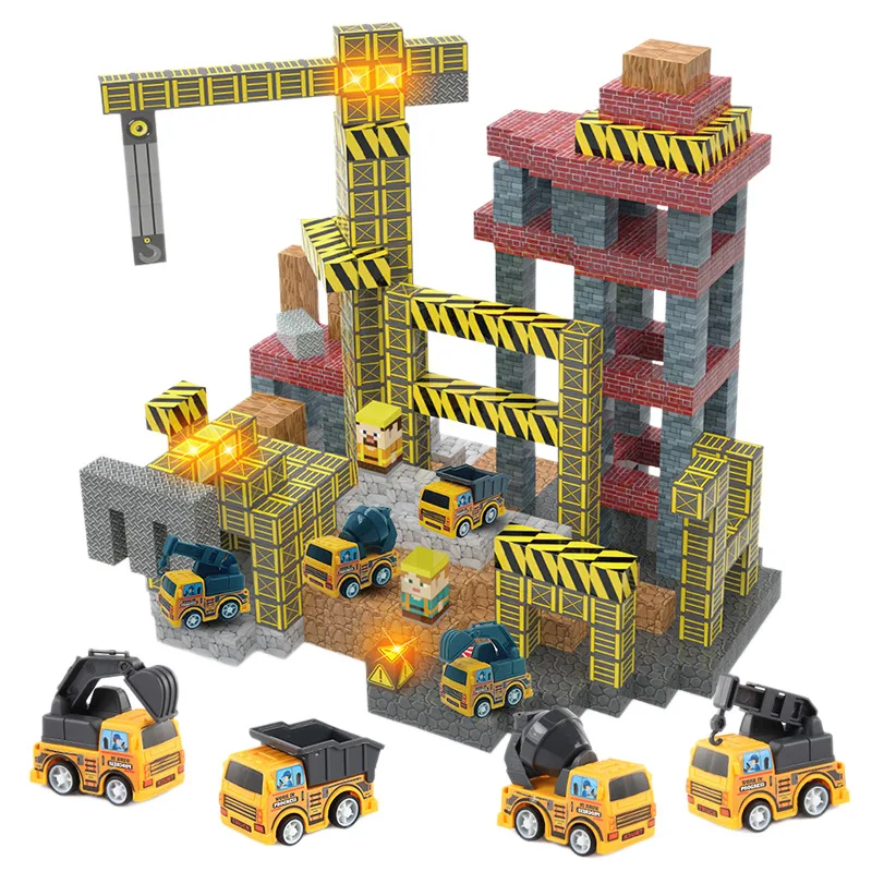 ชุดบล็อกแม่เหล็ก ของเล่นเด็ก ชุดก่อสร้าง ฉากก่อสร้าง สำหรับเด็กชาย เด็กหญิง STEM Montessori ของเล่นเสริมพัฒนาการ ลูกบาศก์สัมผัส ของขวัญ