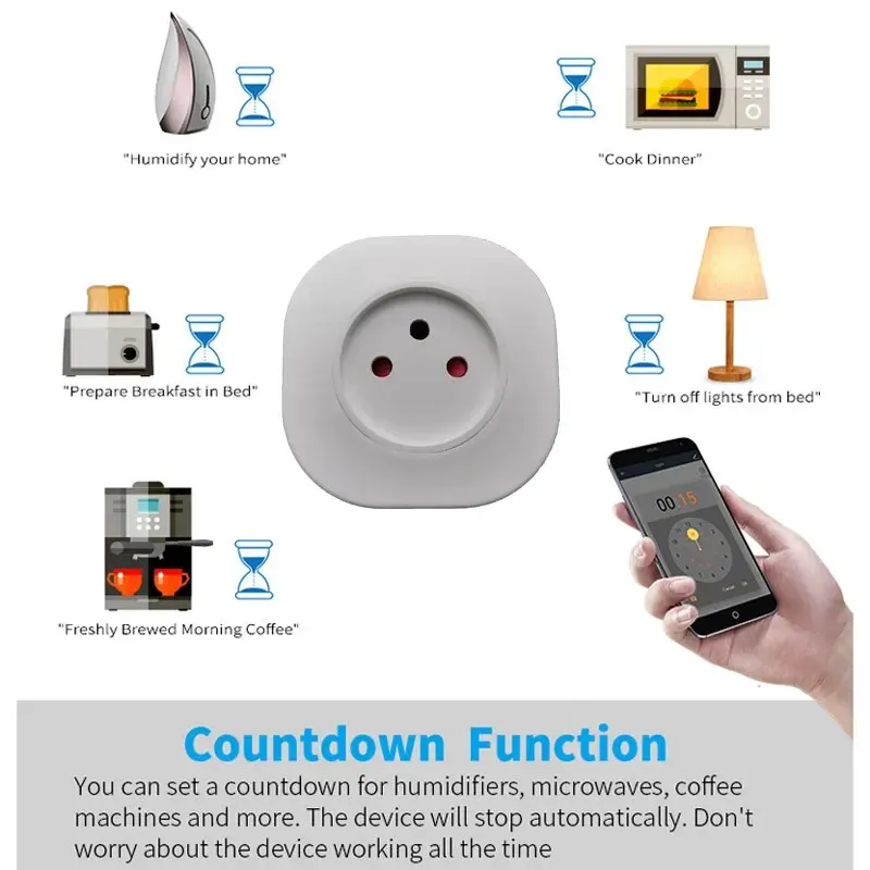 16A Israel Italy Swit Plug Smart Wifi Power Plug Wireless Socket Outlet Work with Alexa Google Home Assistant Tuya SmartLife APP