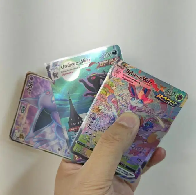 DIY PTCG Pokemon Card Holographic Color Flash Eeveelution Umbreon Vaporeon Vaporeon Anime Figure Collection Card Toy Gift Wave 2