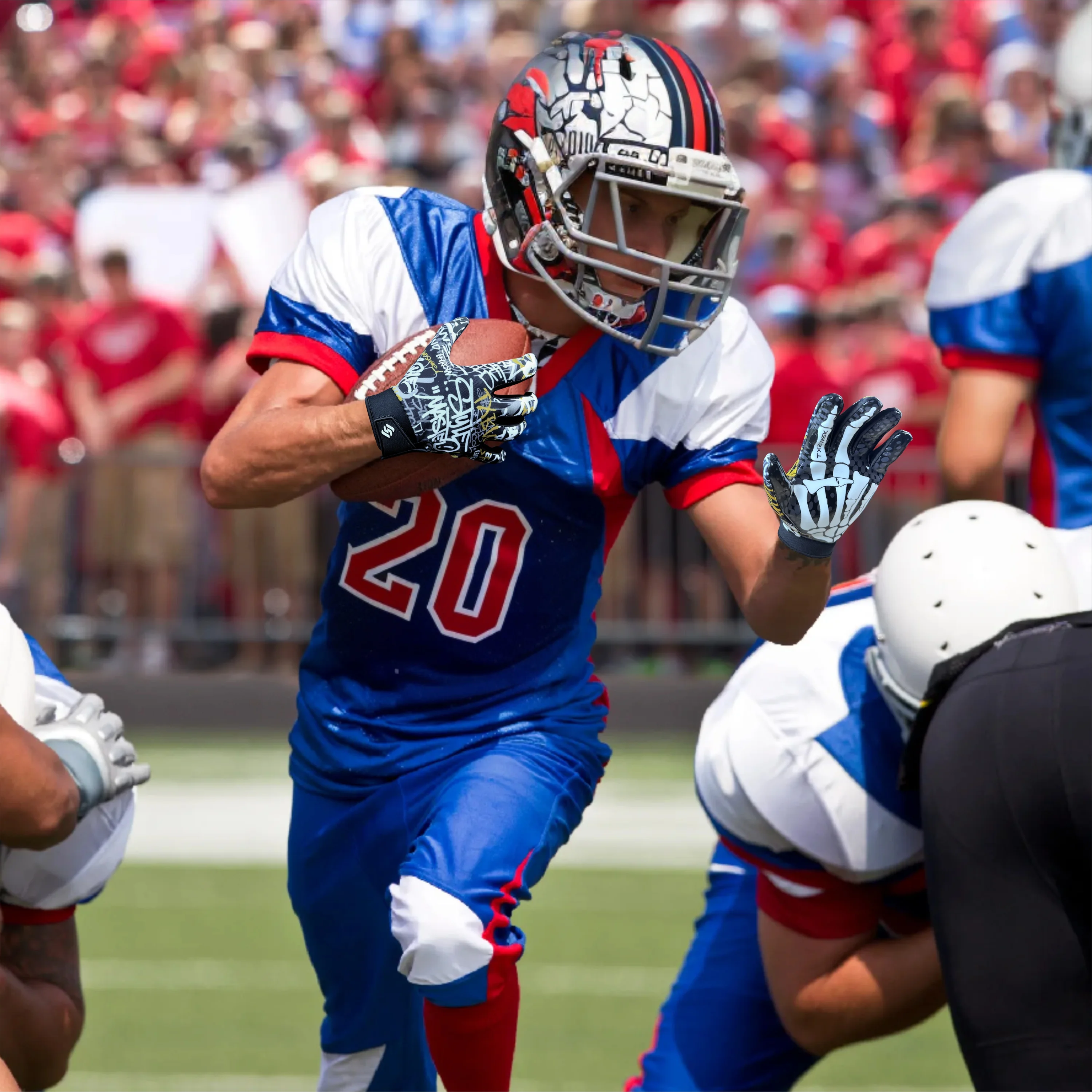 قفازات الرجبي عالية اللصق للجنسين قبضة اليد الخلفية القابلة للتنفس معززة لكرة القدم الأمريكية وتدريبات الرجبي والمباريات #6