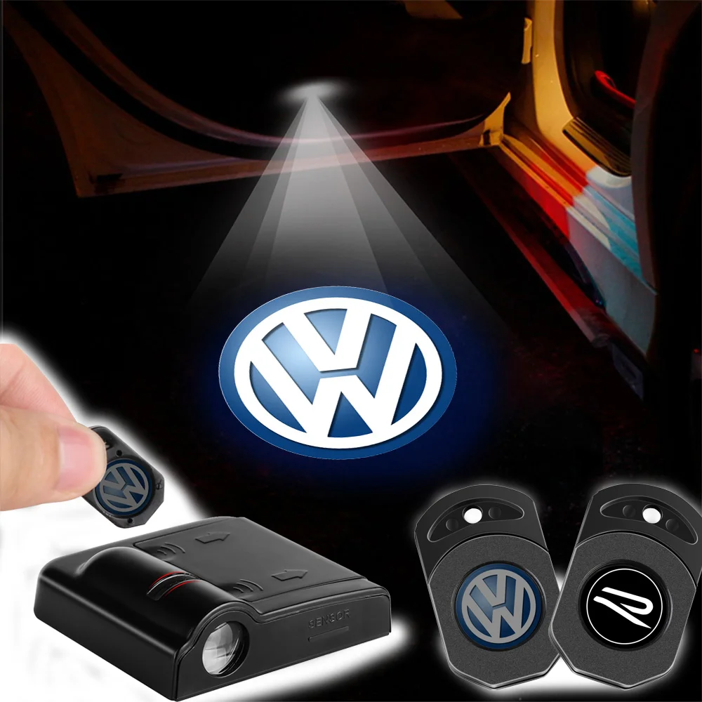 1/2PCS Car Door Welcome Light Projector Lamp Auto Accessories For Volkswagen VW Rline Beetle Touareg Tiguan Touran CC Golf MK6 7