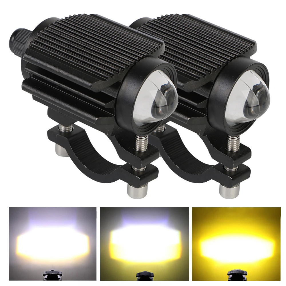 Additional Led Headlights For Motorcycle Led Light Lamp 12-80V Dual-Color White/Amber Universal Auxiliary Spotlights Fog Light