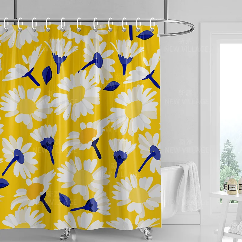 Home shower curtains bathroom Decora waterproof fabric non-slip bathmat water absorption curtain Modern nordic simple plant