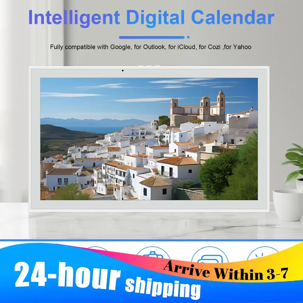 

21.5Inch Electronic Chore Chart with Interactive Touchscreen Display Wall Mounted Household Schedule Wall & Desk Mountable