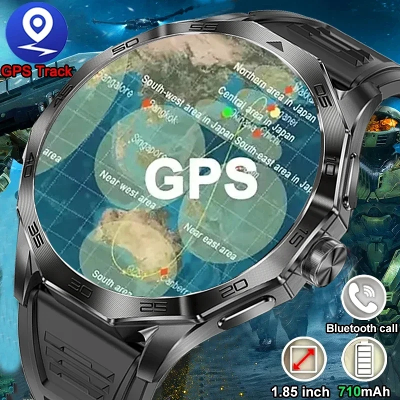 

For Huawei GPS Sports smartwatch Men 710mAh Battery AMOLED Screen Heart Rate Bluetooth Call IP67 Waterproof Men Smart Watch 2024