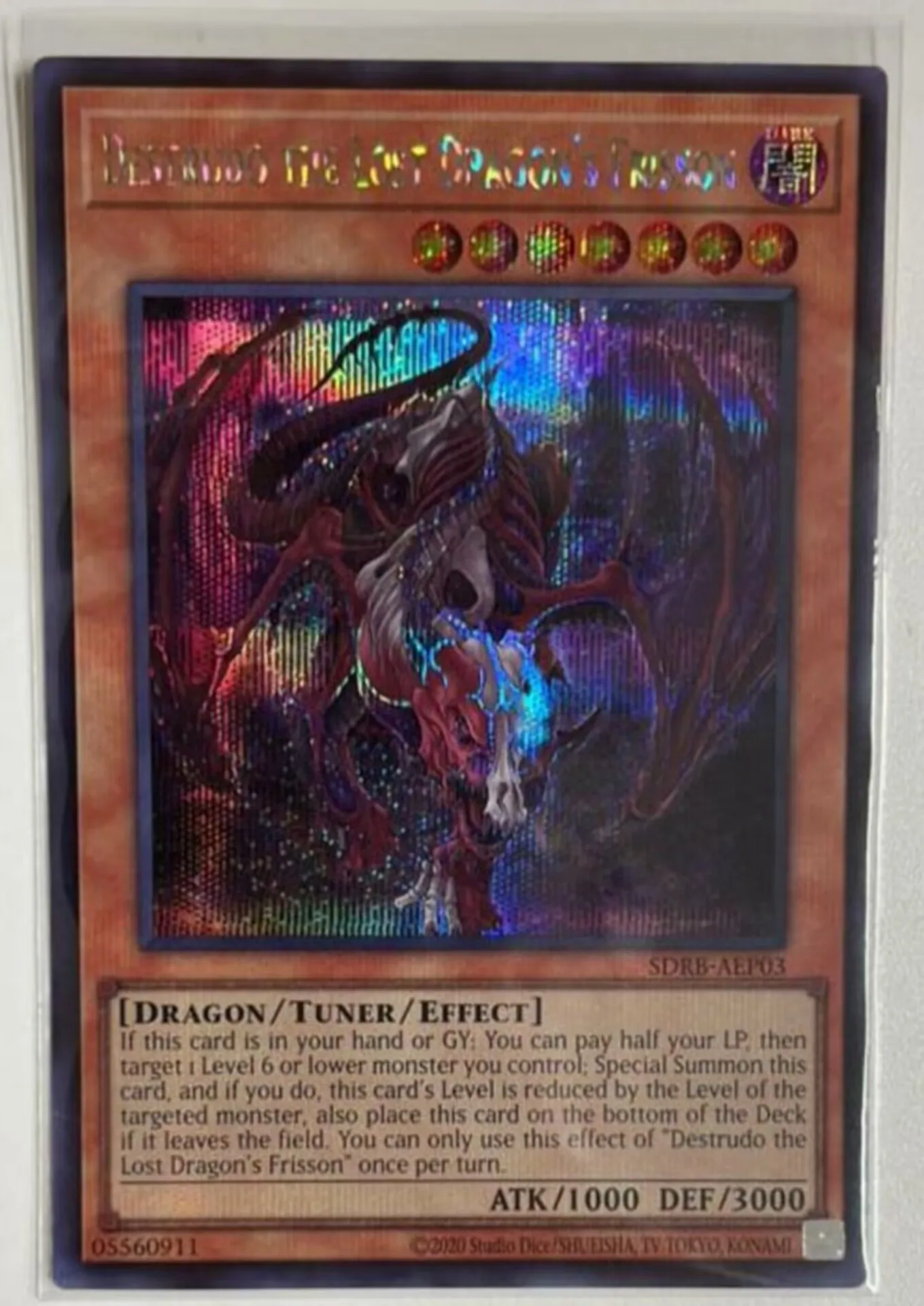 

Yugioh KONAMI Duel Monsters SDBR-AEP03 Destrudo the Lost Dragon's Frisson Secret Rare Asian English Collection Mint Card