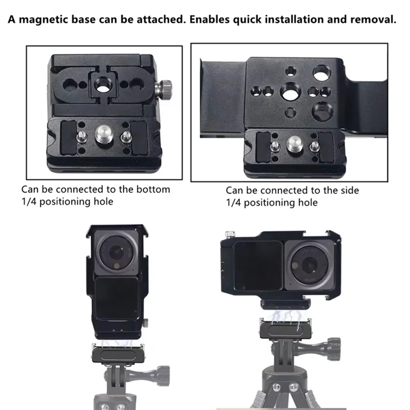 سبائك الألومنيوم إطار معدني غطاء للحماية تبديد الحرارة قفص حافظة 1/4 "الحذاء البارد جبل توسيع ل DJI Action 2 Cam
