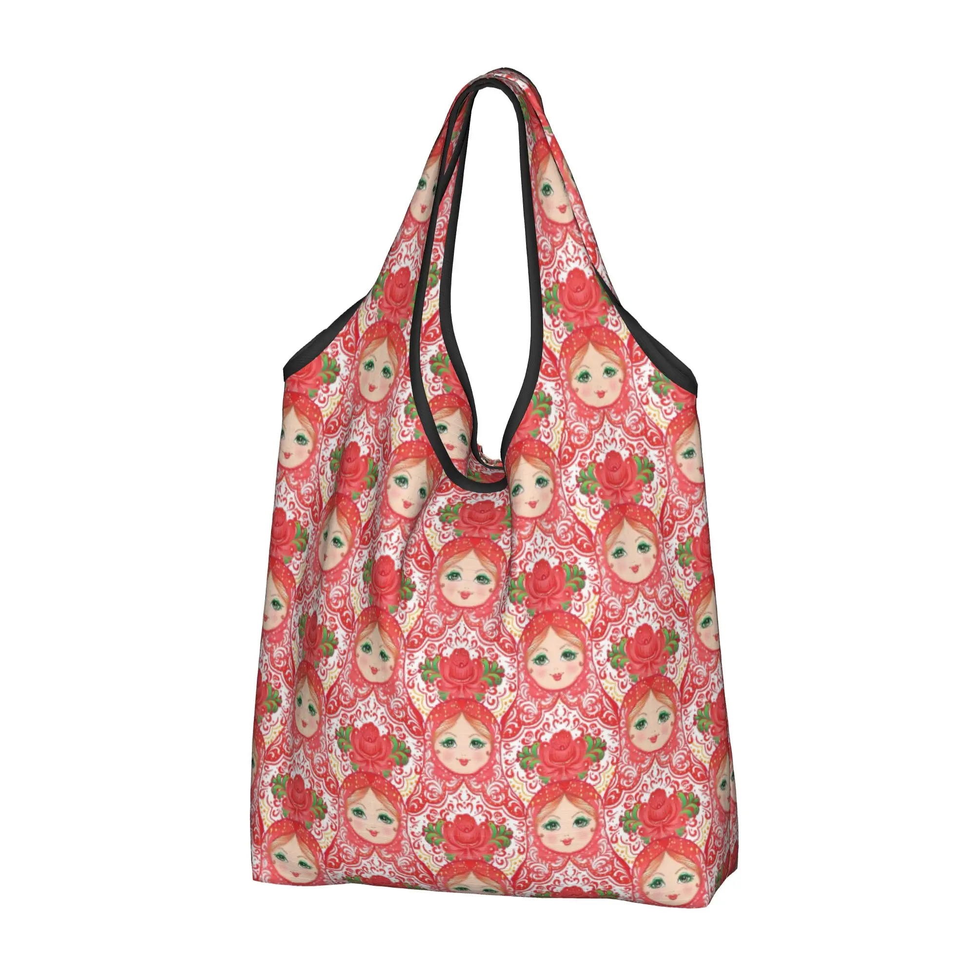 Matryoshka Doll Russia Russian Folk Art  Groceries Tote Shopping Bags Women Kawaii  Shoulder Shopper Bags Big Capacity Handbags