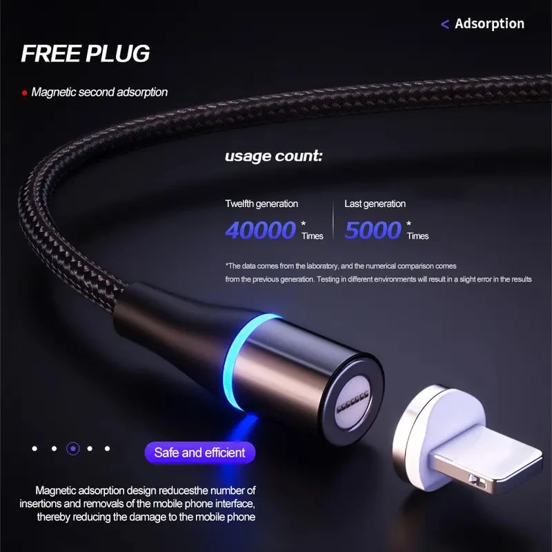 Cable de datos magnético 5A 3en1 gris