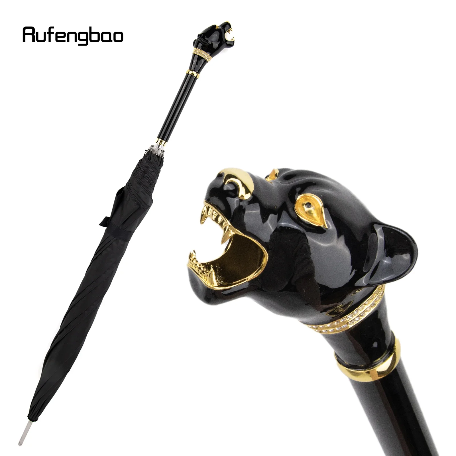 Leopard Animal Animal Automatic Windproof Umbrella, Long Handle Enlarged Umbrella for Both Sunny and Rainy Days Walking Stick