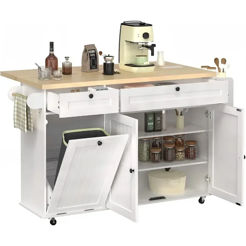 Kitchen Islands Table，Mobile Kitchen Island With Drop Leaf, 60