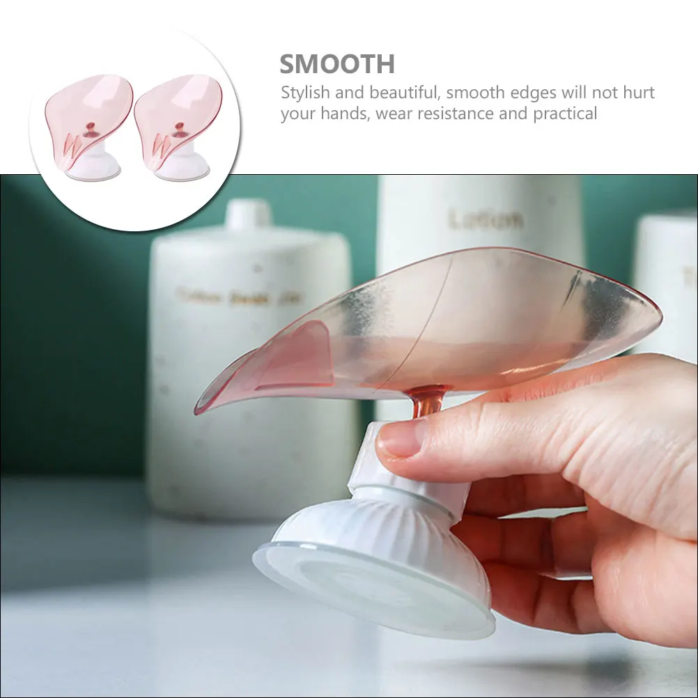

2Pcs Soap Holder Leaf Shape Rotatable Self Draining Tray Bar Soap Dish Bathroom Storage Rack Organizer Bathroom Storage Rack