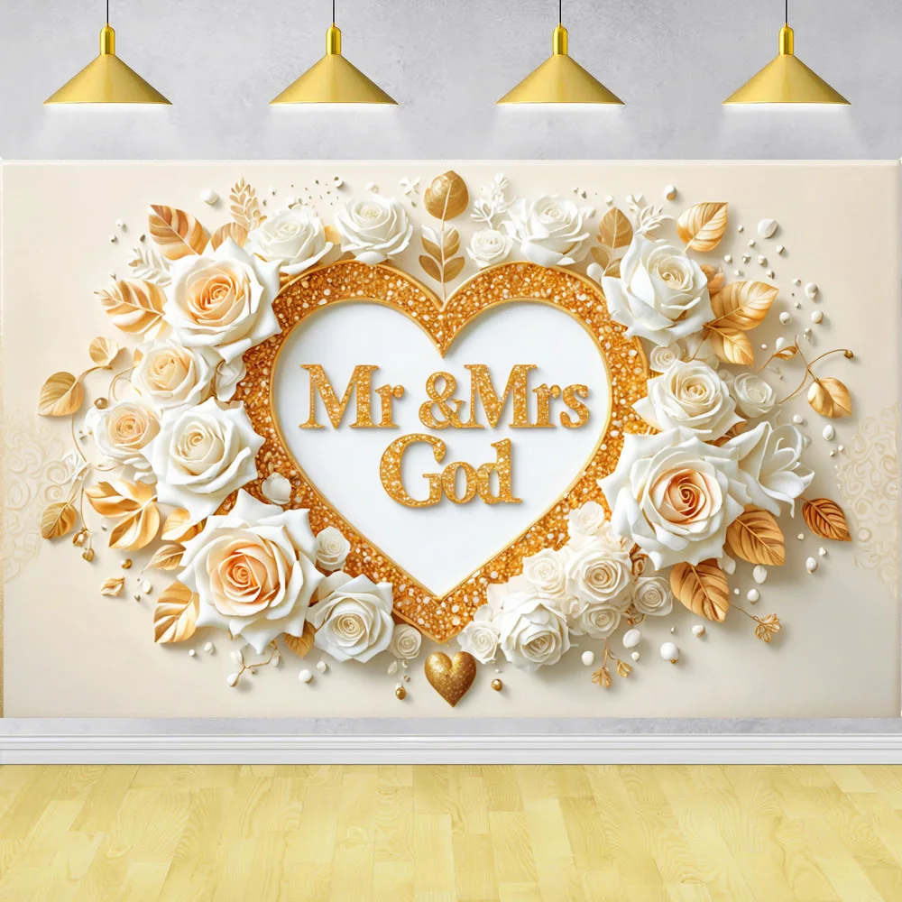 Mr. & Mrs. Romantic Wedding Banner Waterproof Polyester 180x110cm Perfect For Receptions Garden Parties Home Decor