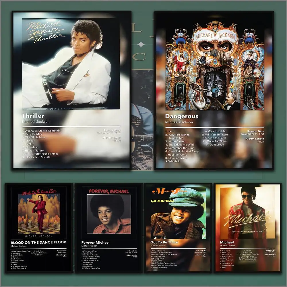 M-Michael Jackson Rapper Album Poster Home Living Bed Room Bar Hallway Sticky Wall Printing Waterproof Aesthetic Decor
