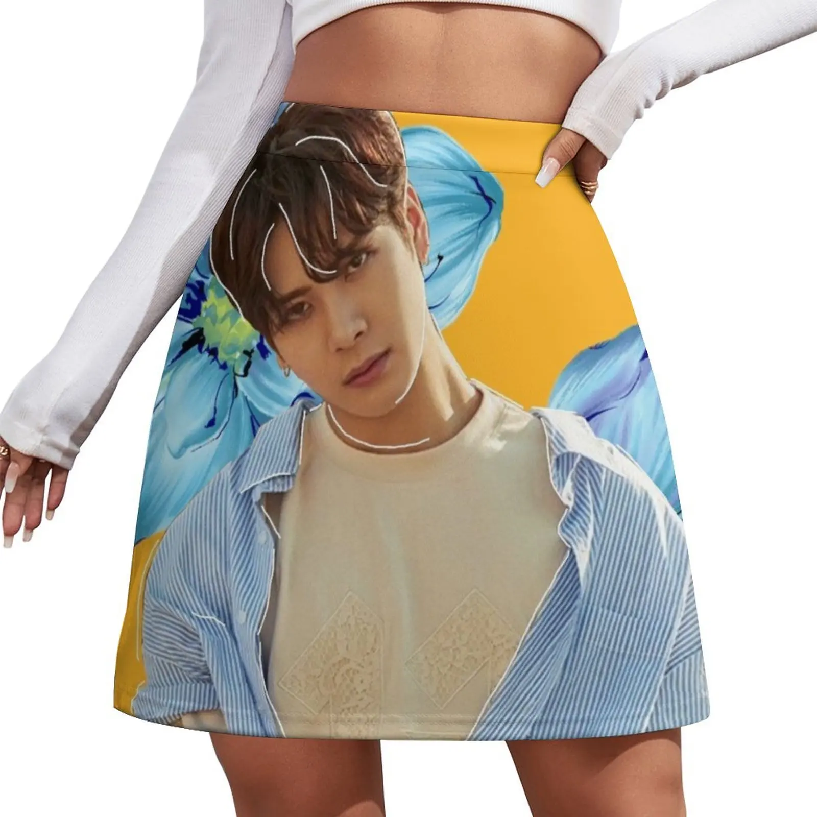 

Got7 Jackson Wang with flowers Mini Skirt Women's summer dress Woman skirt Womens dresses korean ladies summer