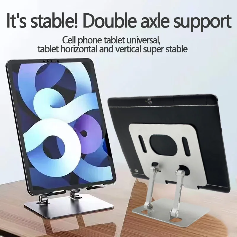 Dual Rod Adjustable Aluminum Desktop Stand Tablet Holder Stand for 4.7-16.9