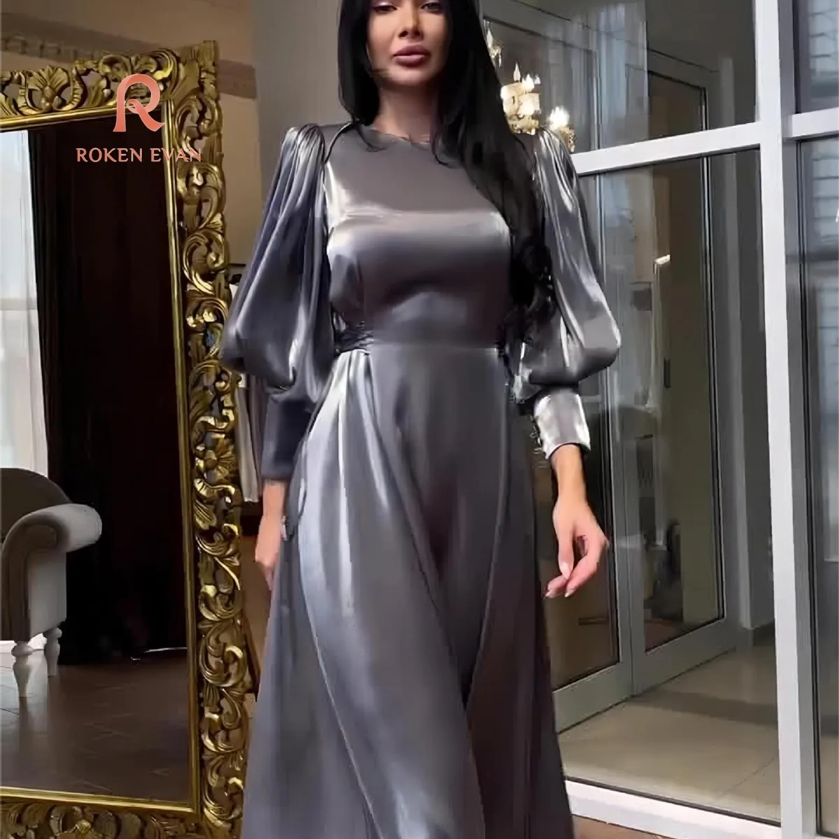 Roken Evan 2024 Muslim Slim Dress Women Eid Ramadam Morocco Dubai Abaya Kaftan Islam Saudi Evening dresses Jalabiya