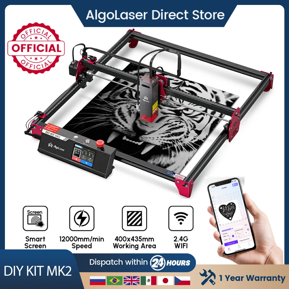 

High Precision Laser Engraving Cutting Machine DIY KIT MK2 10W With Touch Screen For Stainless Steel Wood Acrylic Metal Glass
