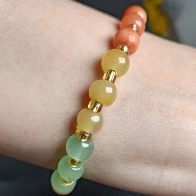 Natural Hetian Jade Bracelet Men's and Women's Apple Bead Transshipment Gourd Fulu Double Jade Bracelet