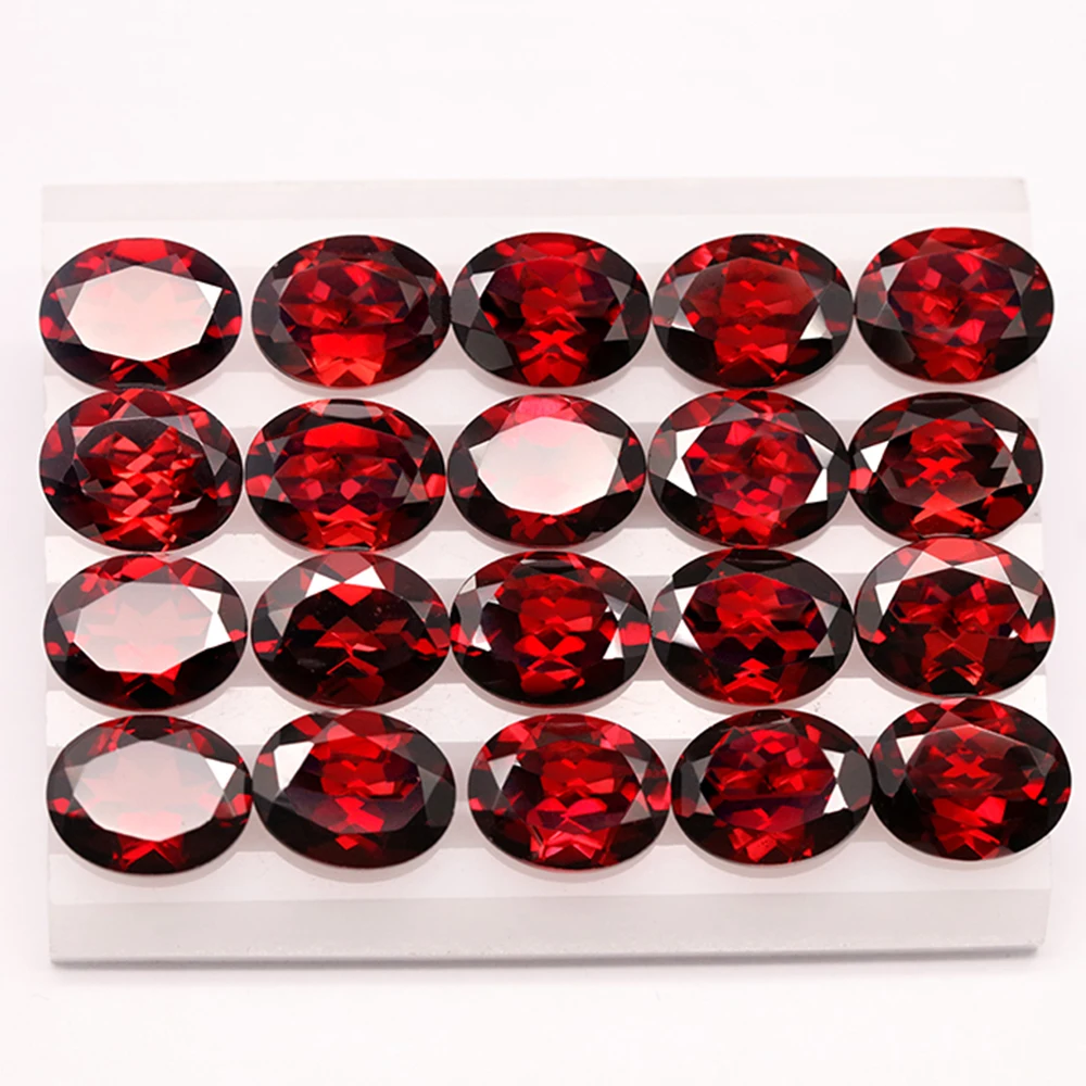 Natural Red Garnet Forma Oval Gemstone, Deep Red Cor, Jóias usadas, DIY Anel, Pulseira, Brinco, Alta Qualidade, 8x10mm, 10Pcs