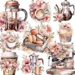20Pcs/Pack Flowers Coffee Sticker DIY Craft Scrapbooking Album Junk Journal Decorative Stickers