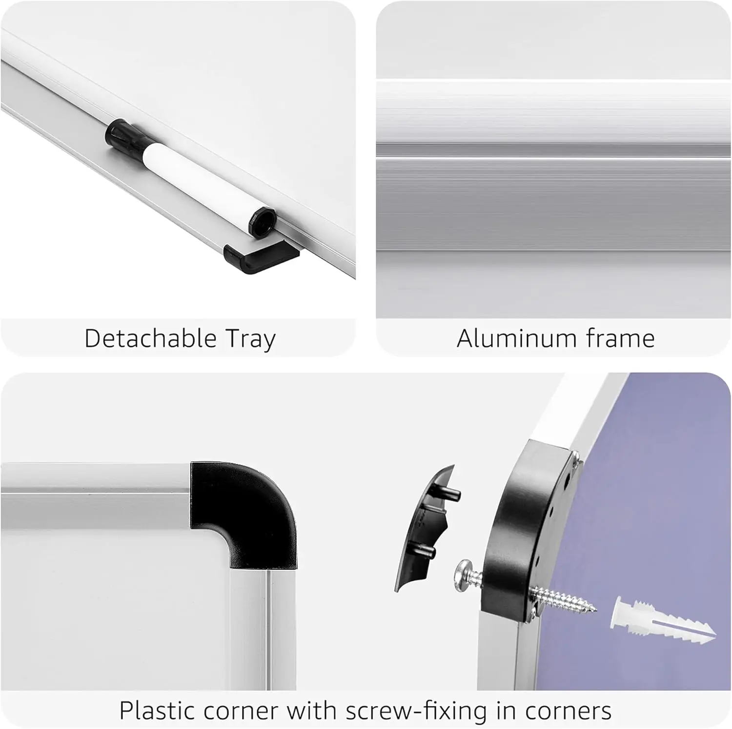 مجموعة سبورة بيضاء مغناطيسية ولوحة الفلين، 36 × 24 بوصة، إطار من الألومنيوم للفصول الدراسية للمكتب المنزلي #5